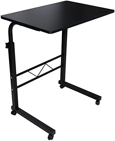 Over-Bed Tables, Adjustable Lap Table Portable with Metal Frame Rolling castors Mobile Stand Desk cart Tray Side Table