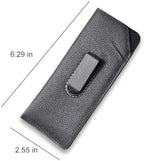 2 Packs Glasses Case with Clip Soft Black Leather Eyeglass Pouch with Plastic Flex Slide-In Pocket Belt Clip Holder for Eyeglasses and Sunglasses Eye Protectors Cases for Men Use
