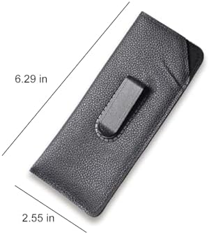 2 Packs Glasses Case with Clip Soft Black Leather Eyeglass Pouch with Plastic Flex Slide-In Pocket Belt Clip Holder for Eyeglasses and Sunglasses Eye Protectors Cases for Men Use