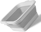 Foldable Silicone Foot Bath Basin Large Capacity Foot Soaking Tub for Home Travel, Plastic Tub 23.3oz for All Ages (Gray)