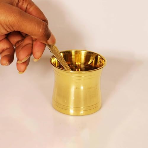 Eternals Brass Panchapatra Panchpathiram Panchapalli for Pooja/Worship - Designed Panchamurt Set.