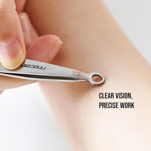 [Premium Hand-Made] Round tip Tweezers, 304 Surgical-Grade Stainless Steel for Safety, Precision, hair tweezers for plucking, Facial Hair for Men & Women, Trim (Silver)