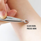[Premium Hand-Made] Round tip Tweezers, 304 Surgical-Grade Stainless Steel for Safety, Precision, hair tweezers for plucking, Facial Hair for Men & Women, Trim (Silver)