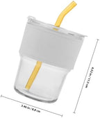 ABOOFAN Glass Smoothie Cup Straw Leakproof Lid for Iced Tea Coffee Milk Tea Tumbler Lids and Straws Coffee Mug Alternative Bpa Easy to Clean
