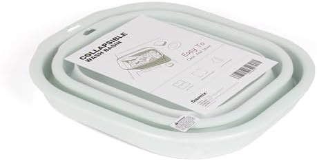 Collapsible Wash Basin Set of 2, Foldable Small Medium Size Wash Basin, Portable Plastic Basins for Laundry, Bottles, Travel, Camping (Green)
