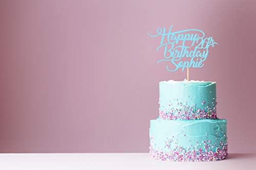 Personalised Birthday Cake Topper Customized Any Name Age Party Cake Decoration 16 18 21 30 40 Double Sided Glitter Card Baby Pink