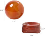 Natural Carnelian Ball with Red Jasper Stand, Healing Crystal Sphere for Home Fengshui Yoga Meditation, Reiki Energy Balancing 1.18”(30mm)