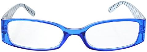 Eyekepper 5-Pack Spring Hinges Polka Dots Patterned Temples Reading Glasses Readers Women Blue +1.5