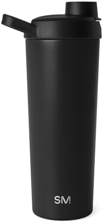 Simple Modern Stainless Steel Shaker Bottle with Ball 24oz | Metal Insulated Cup for Protein Mixes, Shakes and Pre Workout | Rally Collection | Midnight Black