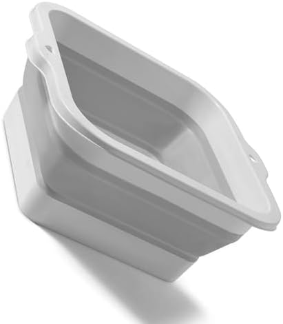 Foldable Silicone Foot Bath Basin Large Capacity Foot Soaking Tub for Home Travel, Plastic Tub 23.3oz for All Ages (Gray)