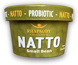 Rhapsody Natural Foods, Small BeanNatto, Made in Vermont, Fermented Probiotic Superfood, 3.5 oz (100g) - Case of 12 (42oz)