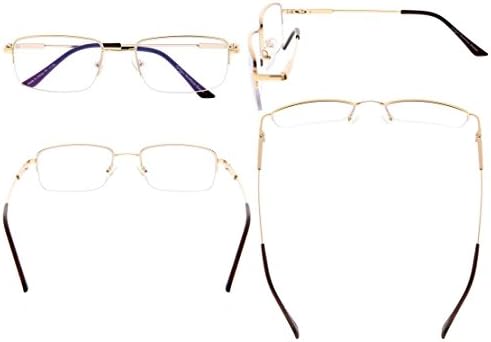 Eyekepper Half-Rim Progressive Readers 3 Levels Vision Multifocus Glasses Anti UV Reading Glasses Men Bendable Memory Frame (1.50)