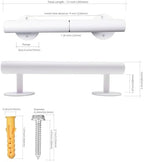 1 FT White Wall Mount Pipe Staircase Handrail, Hand Rails for Indoor Stairs - 12 Inch Metal Grab Bars for Seniors, Outdoor Deck Porch Steps Rail