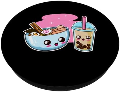 Ramen Bubble Tea Boba Japanese Noodles K-Pop Fun Anime Gift PopSockets PopGrip: Swappable Grip for Phones & Tablets PopSockets Standard PopGrip