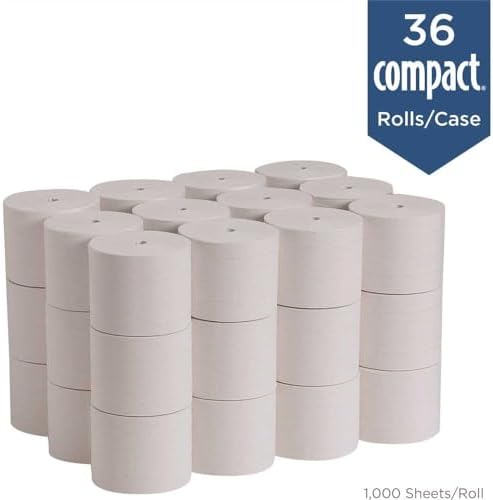COMPACT 19375 2-Ply White Coreless Bath Tissue Toilet Paper - Pack of 36