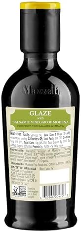 Mazzetti Organic Glaze Balsamic Vinegar of Modena PGI, 7.3 Fl Oz, Versatile, Thick & Tangy, Perfect for Drizzling, USDA Organic, Crafted in Italy