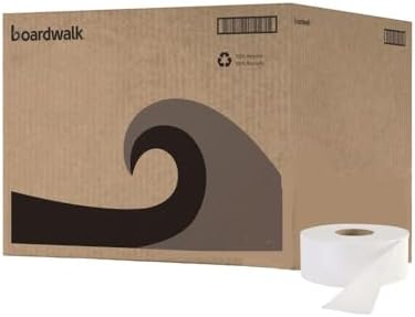 Boardwalk BWK410320 3.2 in. x 525 ft. 2-Ply Septic Safe Jumbo Roll Bathroom Tissue - White (12 Rolls/Carton)