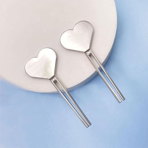 2Pcs Silver Metal Manual Toothpaste Squeezer Heart Stainless Steel Dispenser Tube Squeezer Hand Cream Tube Key Roller Set Bathroom Accessories Daily Living Tube Squeezing Aids