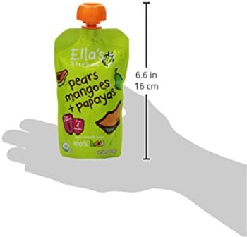 Ella's Kitchen Organic 4+ Months Baby Food, Pears, Mangoes and Papayas Fruit Puree, 3.5 oz. Pouch