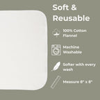 Reusable Baby Wipes, 25 Washable Cloth Wipes per Pack, 100% Cotton, Soft and Gentle for Baby's Skin, by Nora's Nursery
