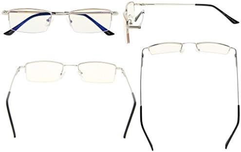 Eyekepper Memory Titanium Bridge Computer Glasses 50% Blue Light Blocking Reading Glasses Amber Tinted Lenses