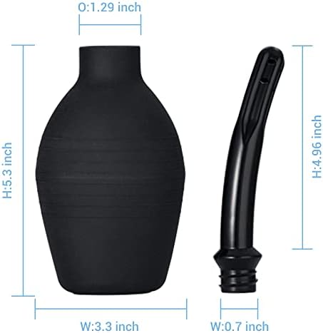 TopQuaFocus 10oz Enema Bulb Anal Douche Bulb for Men or Women 4.8' Tip Vaginal Douche Cleaner(Black)