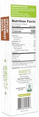 Big Green Organic Food- Organic Buckwheat Capellini, 8.8oz, 100% buckwheat, Gluten-Free, Non-GMO (1 Pack)