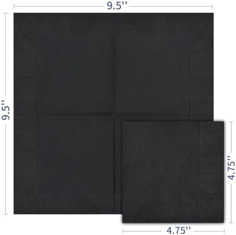 Cocktail Napkins - 600 Count 2-Ply Black Beverage Napkins, 4.75 x 4.75 Inch Folded Napkins Disposable, Paper Napkins for Bar Party Dinner Wedding and Everyday Use