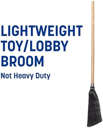 Carlisle FoodService Products 4168303 Synthetic Corn Toy/Lobby Broom with Wood Handle, Polypropylene Bristles, 40" Overall Length, Black (Case of 12)