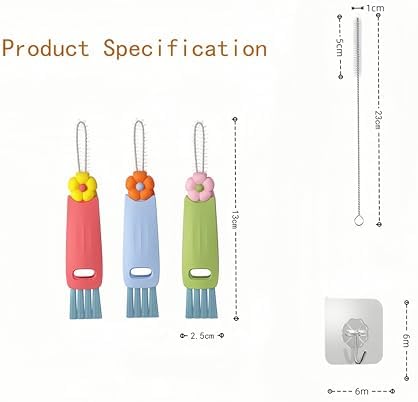 3 in 1 Cup Lid Cleaning Brush Set, 2024 New Portable Crevice Kitchen Cleaning Brush Set for Baby Bottle Crevice Tight Space Cup Lids, Rotatable Cup Lid Cleaner Mouth Scrubber