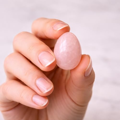 Polar Jade Natural Rose Quartz Crystal Egg, Handcrafted & Polished Love Stone with Smooth Surface, Wellness & Body Awareness Tool for Calm, Balance & Mindful Self-Care (Small, Undrilled)