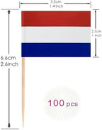 100 Pac Netherlands Flag Dutch Toothpick Flags, Cocktail Picks Mini Stick Cupcake Toppers Country Picks Party Decoration Celebration Cocktail Food Bar Cake Flags