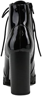 Soda Chalet – Fashion Lace up Military Inspired Ankle Boot with Stacked Heel and Side Zipper