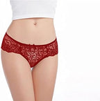 KELITCH Women's Briefs Scalloped Lace Hipster Thong Panties Bow Sexy Underwear
