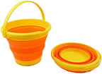 SAMMART 5.5L (1.4 Gallon) Collapsible Plastic Bucket - Foldable Round Tub - Portable Fishing Water Pail - Space Saving Outdoor Waterpot (Yellow/Carrot (Set of 2))