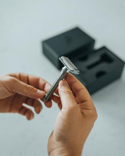 Blackland Blackbird Double Edge Safety Razor for Men - Titanium Satin Standard Handle Safety Bar - Grade V Titanium - Made in USA