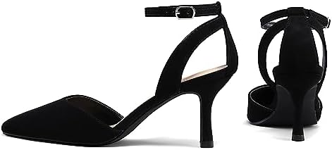 mysoft Women's Pumps Shoes Pointed Toe Kitten Low Heels Stiletto Ankle Strap Closed Toe Wedding Party Dress Sandals