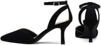 mysoft Women's Pumps Shoes Pointed Toe Kitten Low Heels Stiletto Ankle Strap Closed Toe Wedding Party Dress Sandals