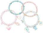 Cute Cartoon Charm Beaded Stretch Bracelet Set, Crystal Beads with Enamel Animal Charms
