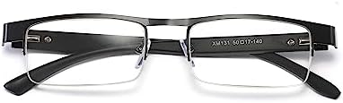 B&Q 4 Pack Metal Frame Half Frame Reading Glasses for Men Spring Hinge Readers With Classic Clear Lense