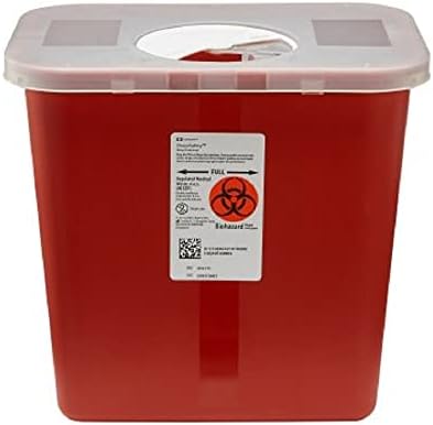 Kendall Multi-Purpose Sharps Containers 2 Gallon 10" h X 7.25" d X 10.5" w Red Container W/Rotor Lid - Model 8970 - Each