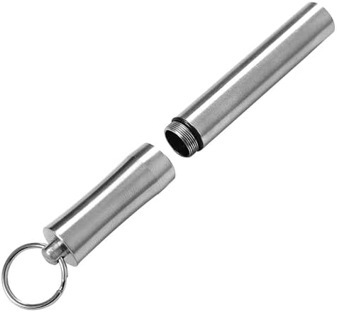 SagaSave 2 Pcs Keychain Pill Holder Mini Stainless Steel Toothpick Holder Pill Capsule Case Portable Waterproof Small Pocket Pill Case for Storing Pill Capsule Oral Liquid Match