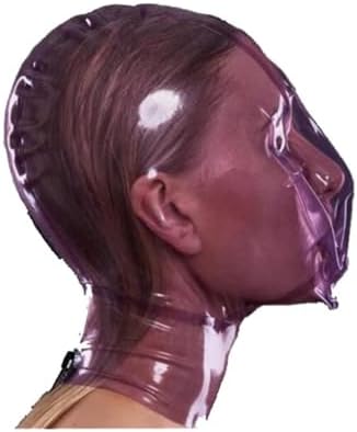 Latex Head Cover Transparent Purple Latex Face Hood Latex HeadMask Latex Mask for Cosplay Party Club Wear