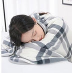 Portable Plaid Nap Blanket Soft Office Shawl Daily Breaks in Air-Conditioned Rooms (Green, 80 * 130cm)