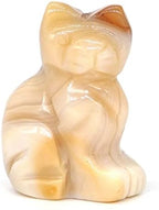 1.5" Cat Statue Stone Carving Natural Gemstone Crystal Quartz Chakra Animal Figurine Home Decoration 1pc,Agate
