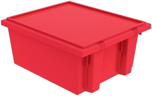Akro-Mils 35231 Heavy Duty Plastic Lids for 35225 and 35230 Industrial Strength Nest and Stack Storage Bins and Totes for Storage, Red, 3-Pack