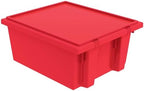 Akro-Mils 35231 Heavy Duty Plastic Lids for 35225 and 35230 Industrial Strength Nest and Stack Storage Bins and Totes for Storage, Red, 3-Pack