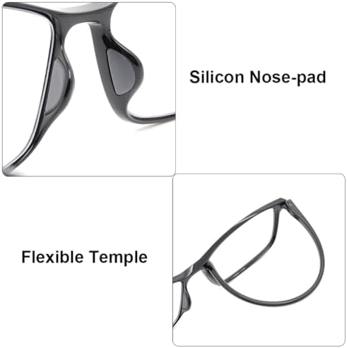 Blue Light Blocking Computer Reading Glasses 2 Pack | Lightweight Reader for Women Men, Flexible Anti-Slip, Clear Lens