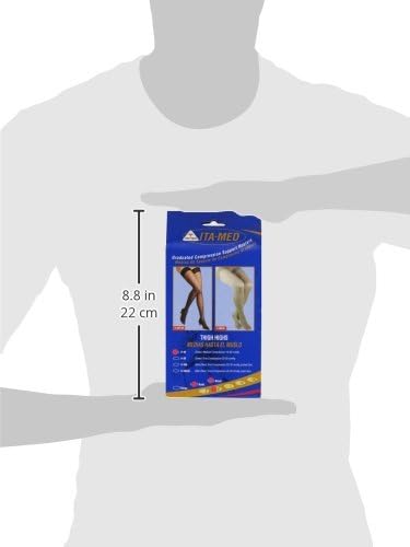 ITA-MED Sheer Thigh Highs, Compression (20-22 mmHg) Black/Nude, Medium, 2 Count
