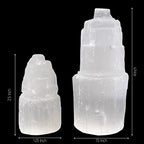 Wish Well 2 Piece Selenite Tower – 4” and 2.5” Selenite Crystal Tower – Mined and Crafted in Morocco – Ideal for Cleansing and Recharging Crystals and Healing Stones